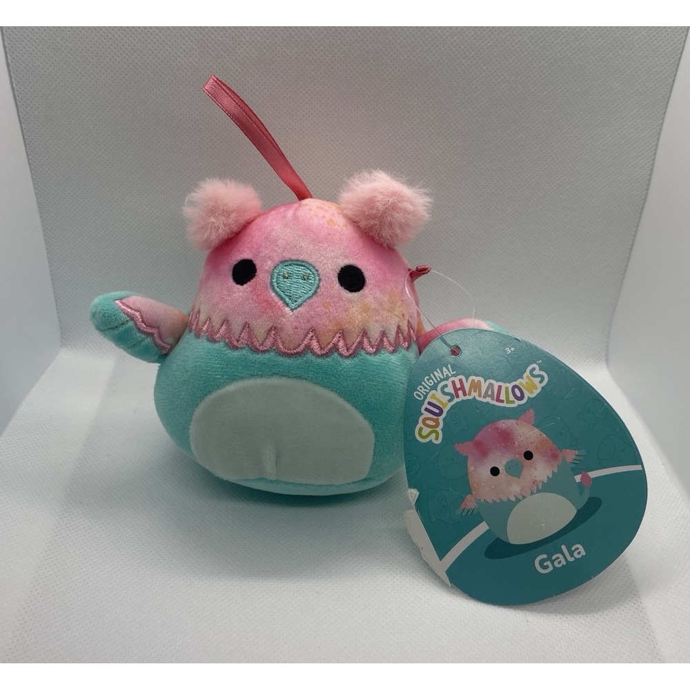 Squishmallows Gala Griffin Christmas Ornament Pink Green Plush Toy 4" KellyToy
